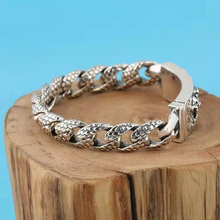 Tsinglong-Fierce Hand-Carved Dragon Head Bracelet for Bold Style - Image #3