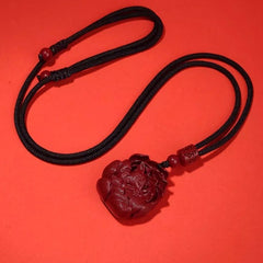 Natural Cinnabar Nine-Tailed Fox Pendant