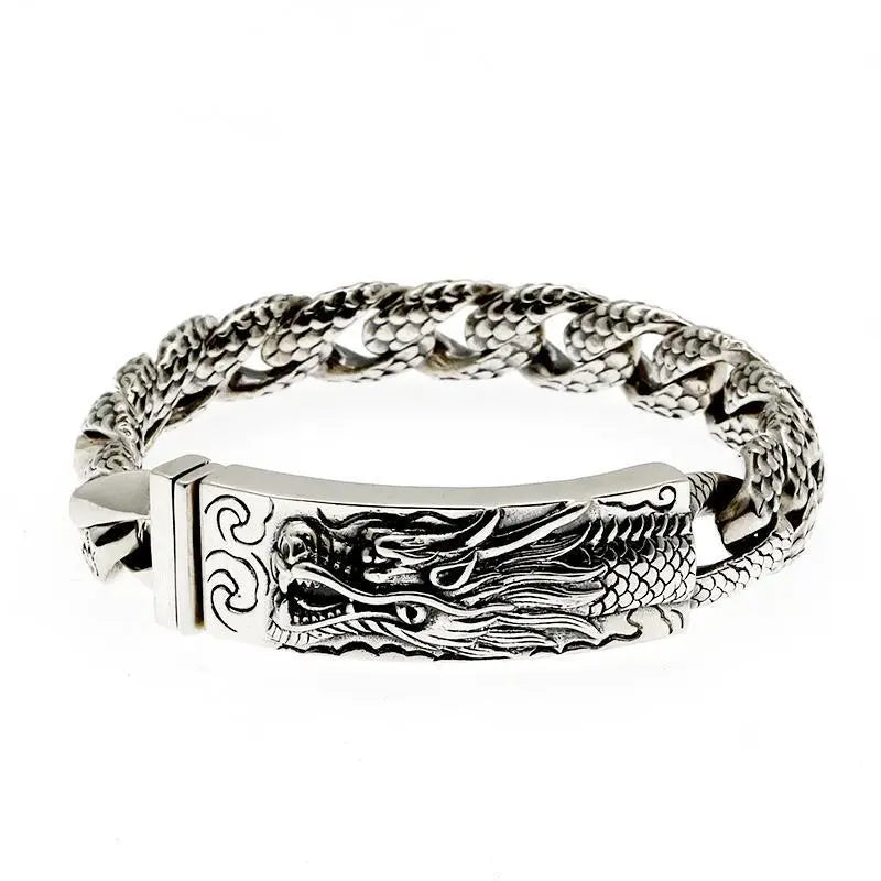 Tsinglong-Fierce Hand-Carved Dragon Head Bracelet for Bold Style - Image #5