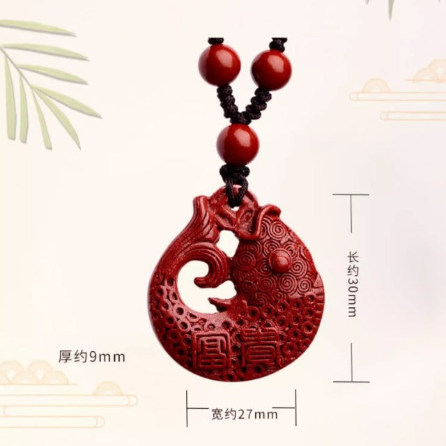 Good Luck Koi Cinnabar Pendant