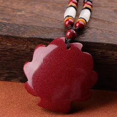 Natural Cinnabar Nine-Tailed Fox Amulet Pendant