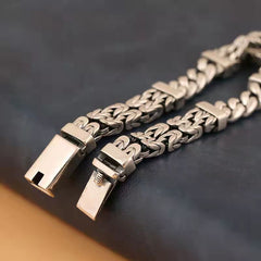 Tsinglong-Double Row Dragon Bone and Peace Pattern Bracelet