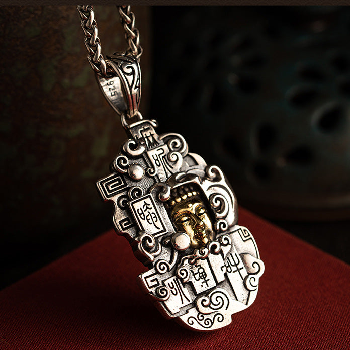 Tsinglong-Six Syllable Mantra Buddha Head Armor Pendant