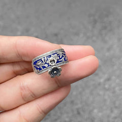 Tsinglong-Vintage Enamel Peach BlossomsRing