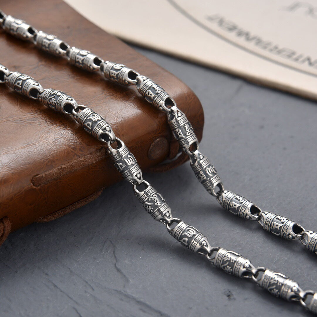 Tsinglong-Classic Six-Word Mantra Cylinder Bead Necklace