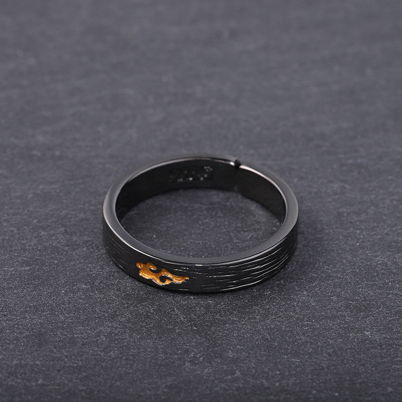 Tsinglong-Black Gold Cloud Pattern Ring