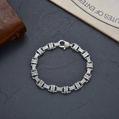 Tsinglong-Handcrafted Leaf Engraved Ring Bracelet