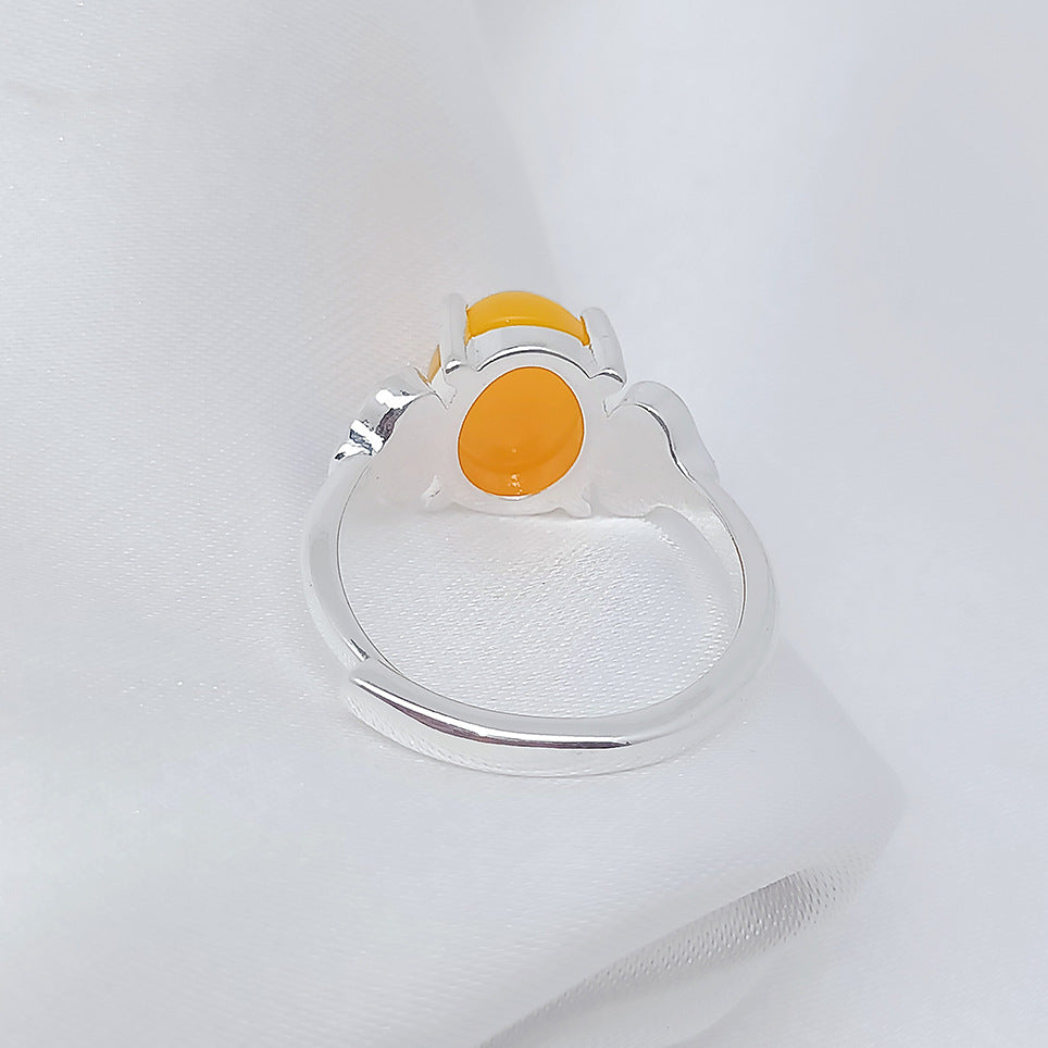 Tsinglong-Beeswax Ruyi Cabochon Ring