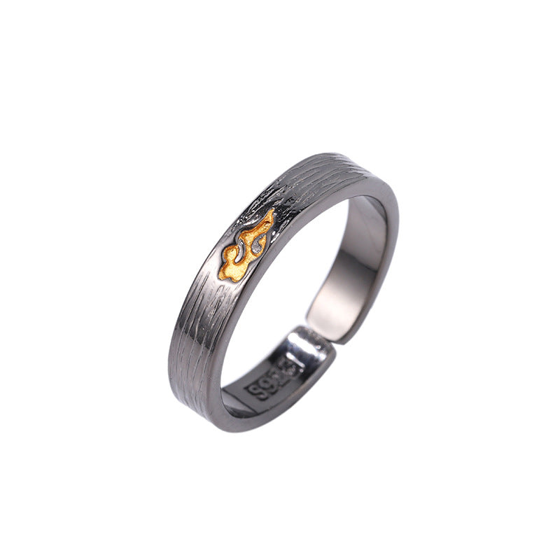 Tsinglong-Black Gold Cloud Pattern Ring