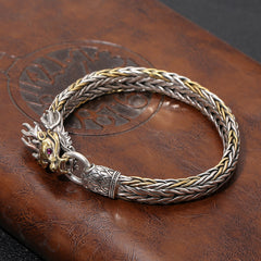 Tsinglong-Platinum Dragon Engraved Bracelet