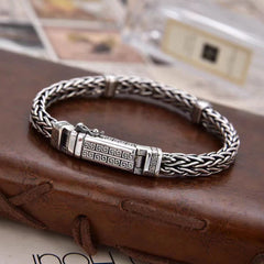 Tsinglong-Handwoven Greek Key Bracelet