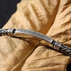 Tsinglong-Greek Key Pattern Toggle Bracelet