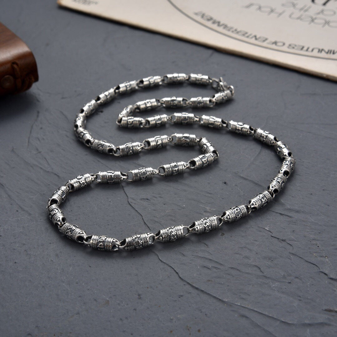 Tsinglong-Classic Six-Word Mantra Cylinder Bead Necklace