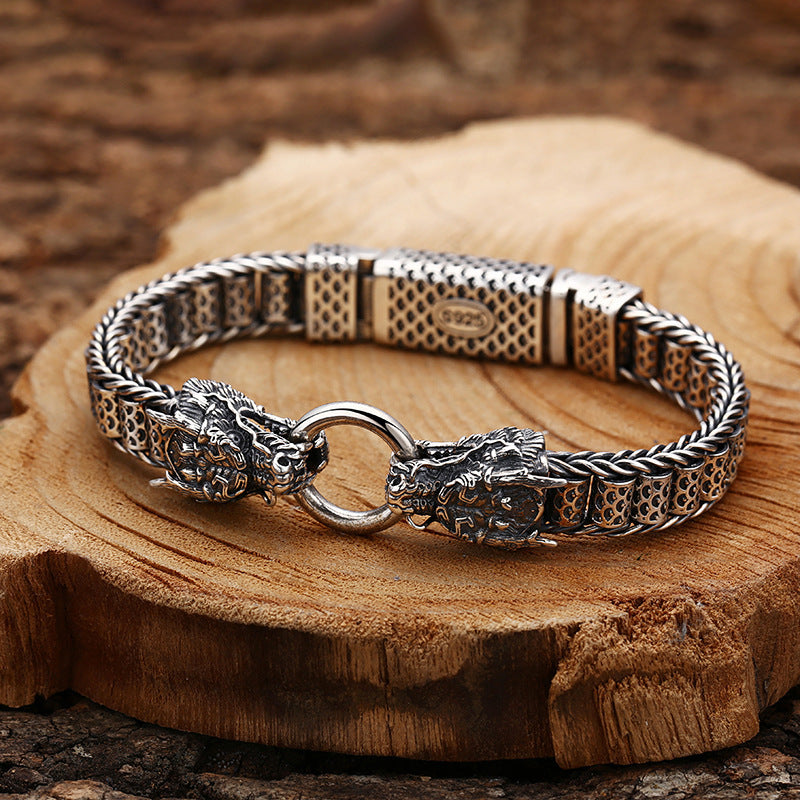 Tsinglong-Double Dragon Head Woven Bracelet