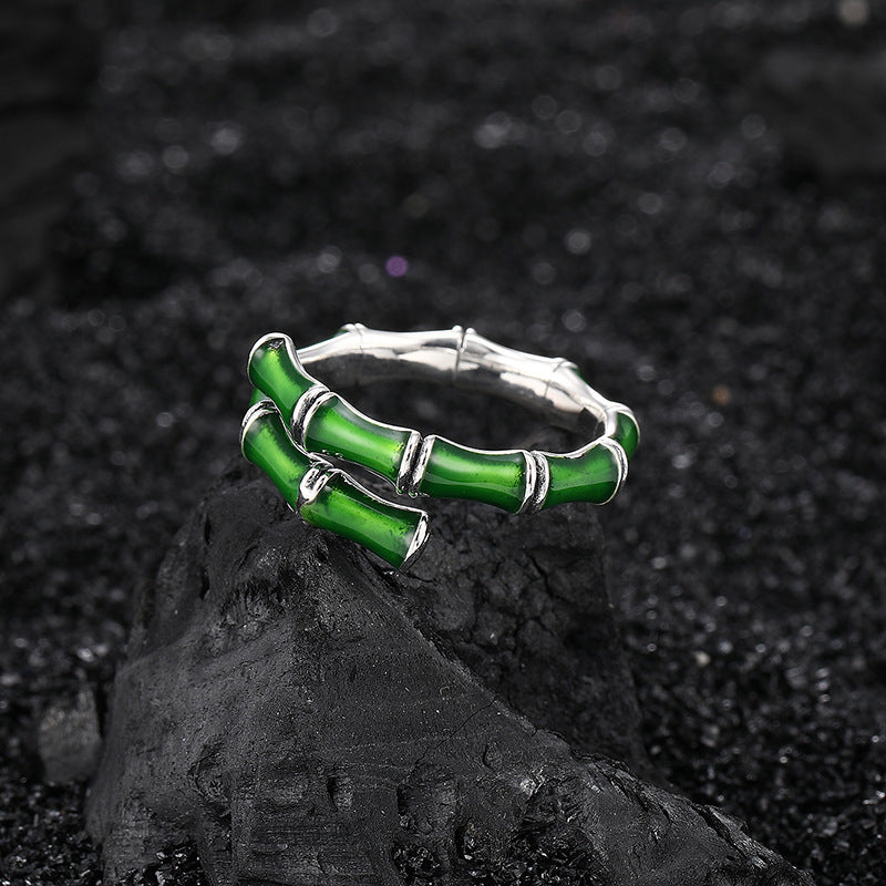 Tsinglong-Green Bamboo Joint Ring