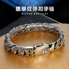 Tsinglong-Silver-Plated Tangka Pattern Bracelet