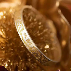 Tsinglong-Solid Open-Ended Bangle with Heart Sutra Engraved on Inner Wall