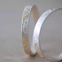 Tsinglong-Solid Open-Ended Bangle with Heart Sutra Engraved on Inner Wall