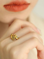 Tsinglong-Gold Auspicious Cloud Pattern Ring