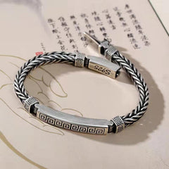 Tsinglong-Greek Key Pattern Toggle Bracelet