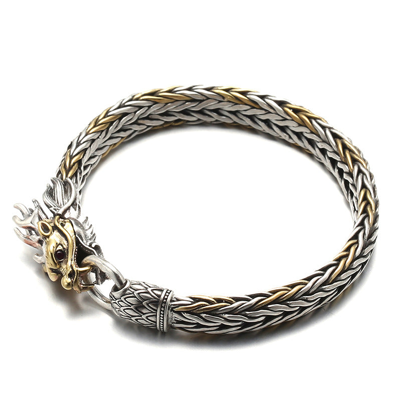 Tsinglong-Platinum Dragon Engraved Bracelet