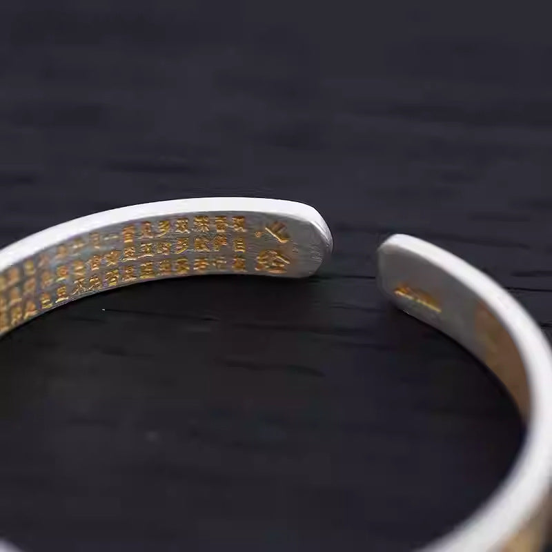 Tsinglong-Solid Open-Ended Bangle with Heart Sutra Engraved on Inner Wall