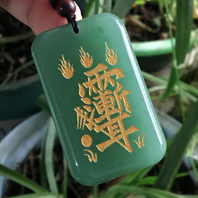 Serenity Amulet-Aventurine Ziwei Raindrop Jade Pendant