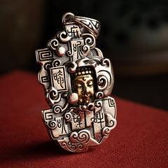 Tsinglong-Six Syllable Mantra Buddha Head Armor Pendant