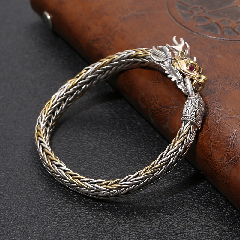 Tsinglong-Platinum Dragon Engraved Bracelet