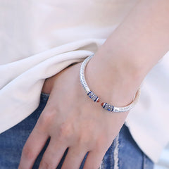 Tsinglong-Navy Blue Heart Sutra Bangle