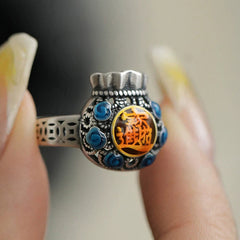 Tsinglong-Enamel Ring - Prosperity and Wealth