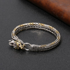 Tsinglong-Platinum Dragon Engraved Bracelet