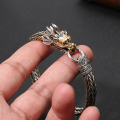 Tsinglong-Platinum Dragon Engraved Bracelet