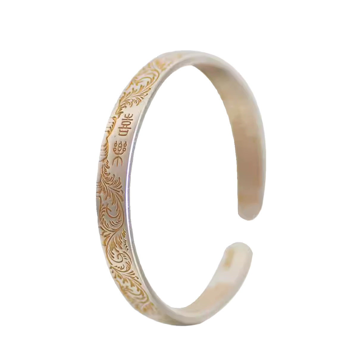 Tsinglong-Solid Open-Ended Bangle with Heart Sutra Engraved on Inner Wall