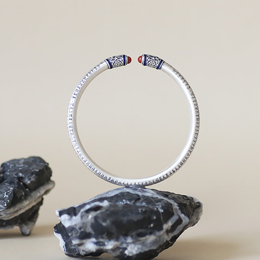 Tsinglong-Navy Blue Heart Sutra Bangle