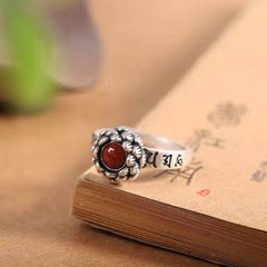 Tsinglong-Eight-Petal Lotus Six-Character Mantra Ring