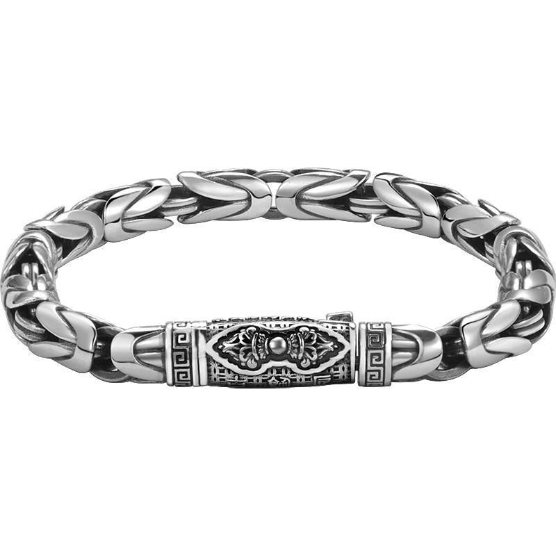 Tsinglong-Silver-Plated Woven Bracelet with Peaceful Vajra