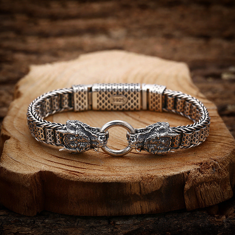 Tsinglong-Double Dragon Head Woven Bracelet