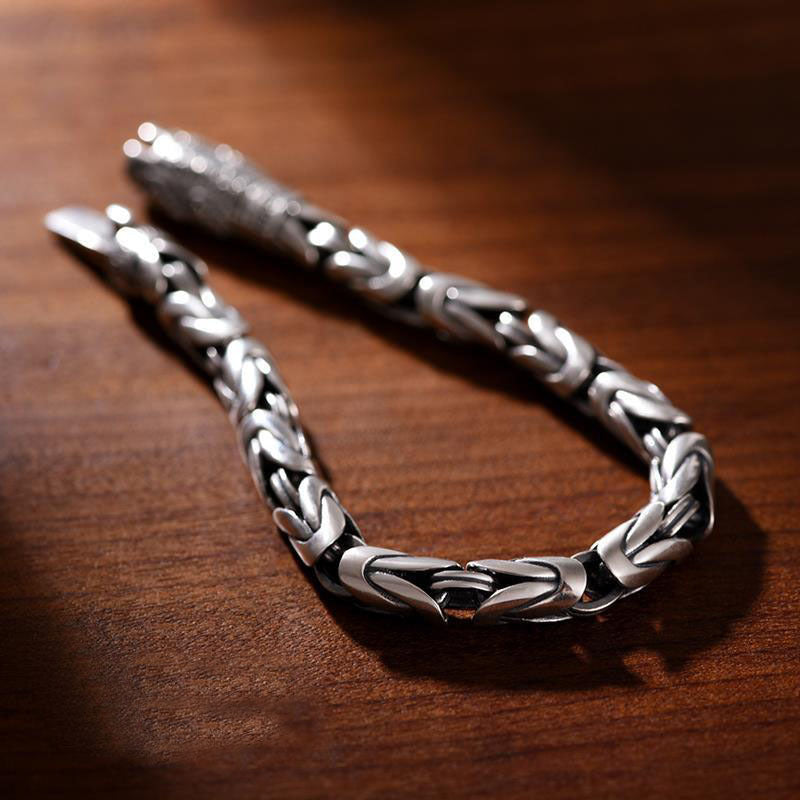 Tsinglong-Silver-Plated Woven Bracelet with Peaceful Vajra