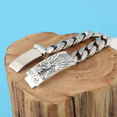 Tsinglong-Fierce Hand-Carved Dragon Head Bracelet for Bold Style - Image #1