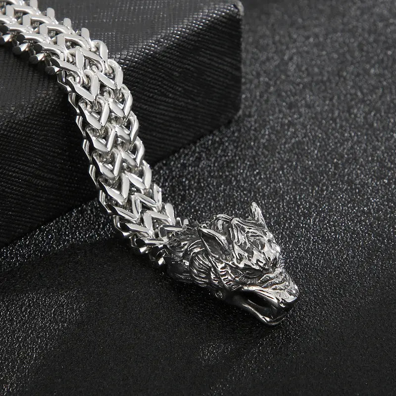 Tsinglong-Bold Wolf Head Double Strand Bracelet - Image #10